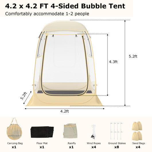 Instant Pop up Sports Tent with Carrying Bag and Floor Mat for 1-2/5-6 People-M