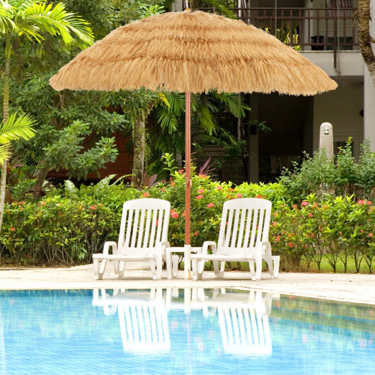6.5 Feet Portable Thatched Tiki Beach Umbrella with Adjustable Tilt for Backyard W2B