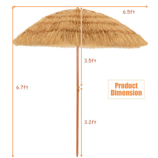 6.5 Feet Portable Thatched Tiki Beach Umbrella with Adjustable Tilt for Backyard W2B