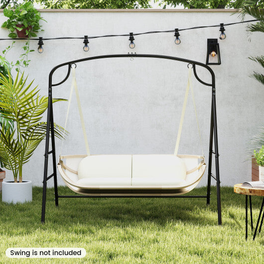 Outdoor Metal Swing Stand with 4 Support Bars and 2 Hanging Ways-Black W2B