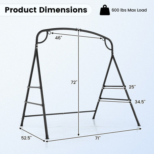 Outdoor Metal Swing Stand with 4 Support Bars and 2 Hanging Ways-Black W2B