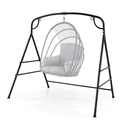 Outdoor Metal Swing Stand with 4 Support Bars and 2 Hanging Ways-Black W2B