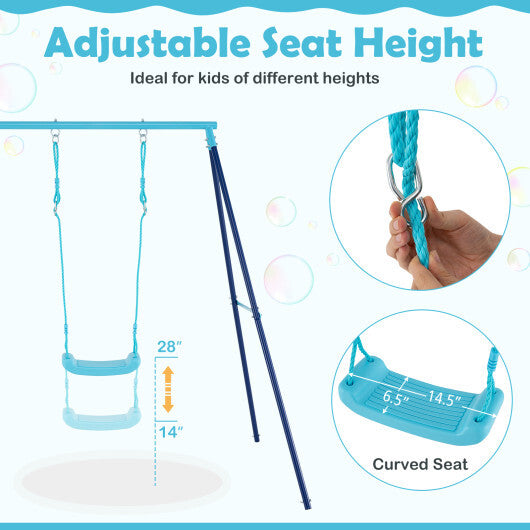 Outdoor Heavy Duty Metal Toddler Swing Set with Stand-Orange W2B