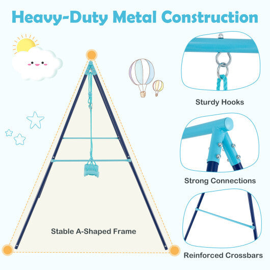 Outdoor Heavy Duty Metal Toddler Swing Set with Stand-Orange W2B