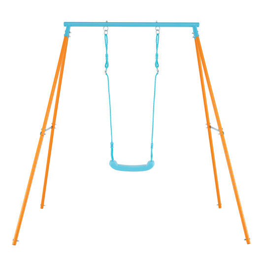 Outdoor Heavy Duty Metal Toddler Swing Set with Stand-Orange W2B