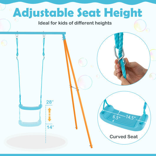 Outdoor Heavy Duty Metal Toddler Swing Set with Stand-Orange W2B