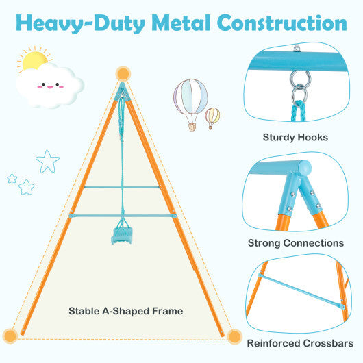 Outdoor Heavy Duty Metal Toddler Swing Set with Stand-Orange W2B