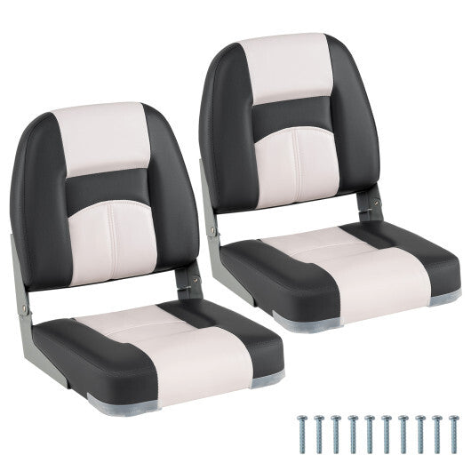 2-Pack Boat Seats with Thick Sponge Padding and Fixing Bolts-Gray W2B
