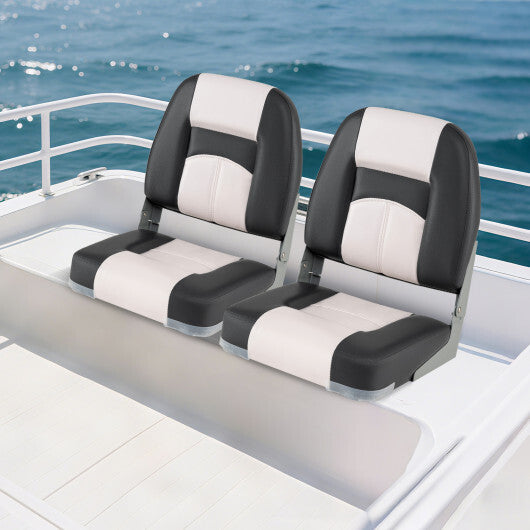 2-Pack Boat Seats with Thick Sponge Padding and Fixing Bolts-Gray W2B