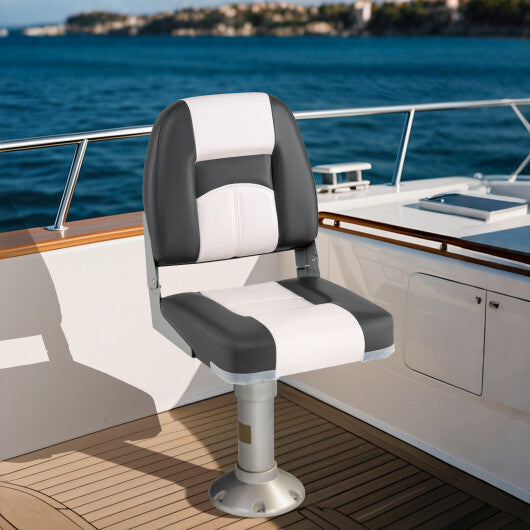 2-Pack Boat Seats with Thick Sponge Padding and Fixing Bolts-Gray W2B