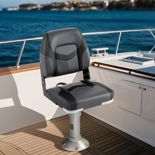 2-Pack Boat Seats with Fixing Bolts and Hinges-Black W2B