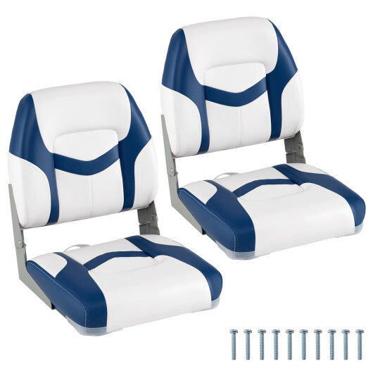2-Pack Boat Seats with Fixing Bolts and Hinges-Black W2B
