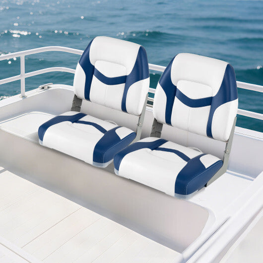 2-Pack Boat Seats with Fixing Bolts and Hinges-Black W2B
