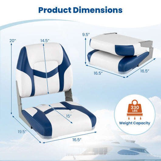 2-Pack Boat Seats with Fixing Bolts and Hinges-Black W2B