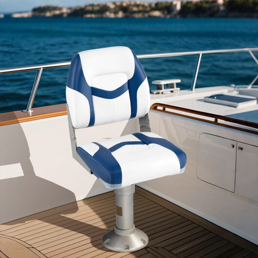 2-Pack Boat Seats with Fixing Bolts and Hinges-Black W2B