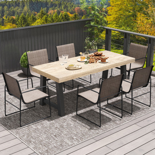 Outdoor Dining Chairs Set of 4 Patio Furniture Chair with Breathable Seat and Backrest-Brown W2B