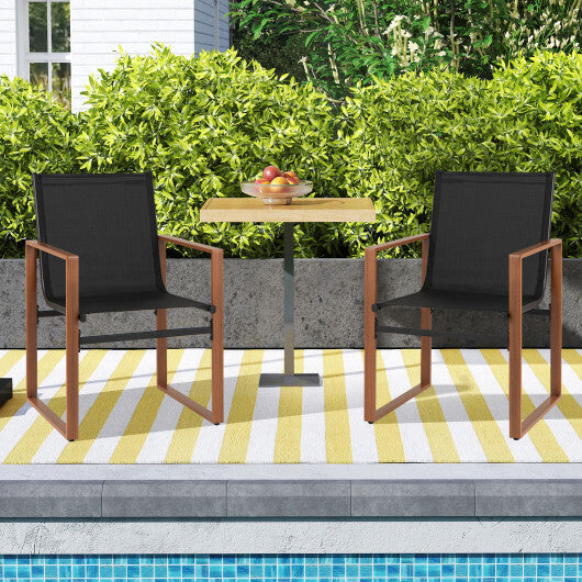 Outdoor Dining Chairs with Breathable Seat and Backrest Set of 2-Brown W2B