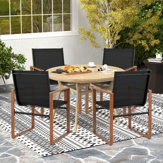 Outdoor Dining Chairs with Breathable Seat and Backrest Set of 2-Brown W2B