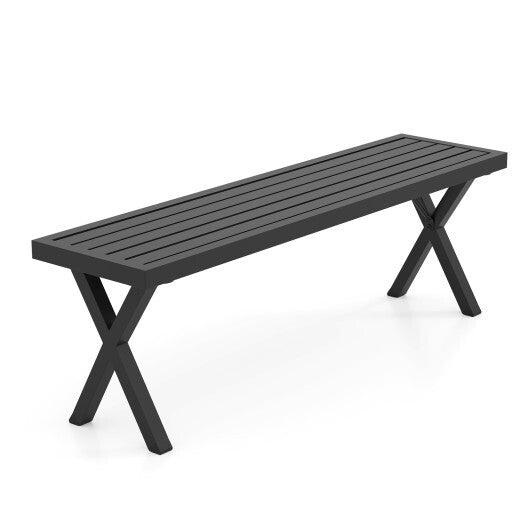 Patio Metal Bench with Slatted Seat and X Legs W2B