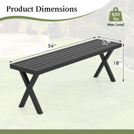 Patio Metal Bench with Slatted Seat and X Legs W2B
