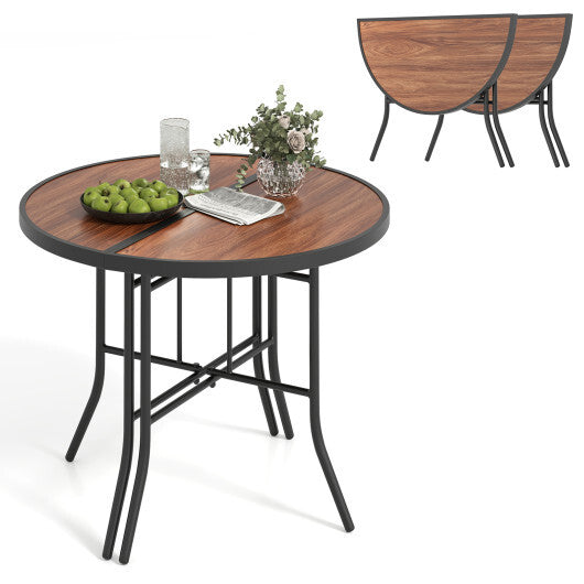 Half-Round Folding Event Table with Metal Frame W2B