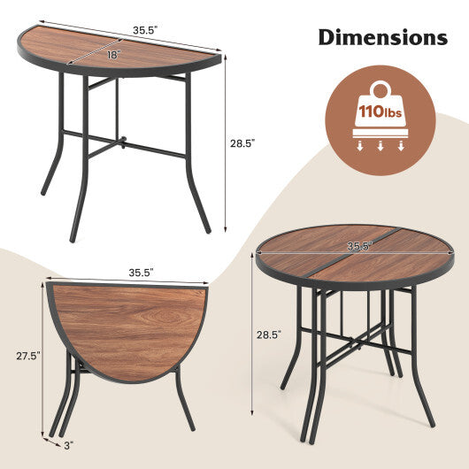 Half-Round Folding Event Table with Metal Frame W2B