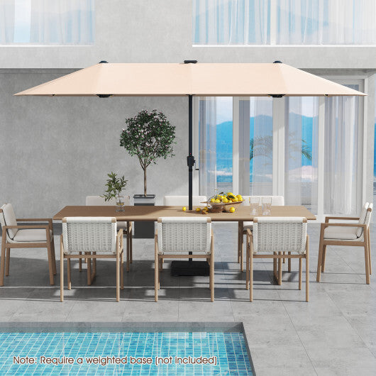 13 FT Large Patio Umbrella with LED Solar Lights and Crank Handle-Orange W2B