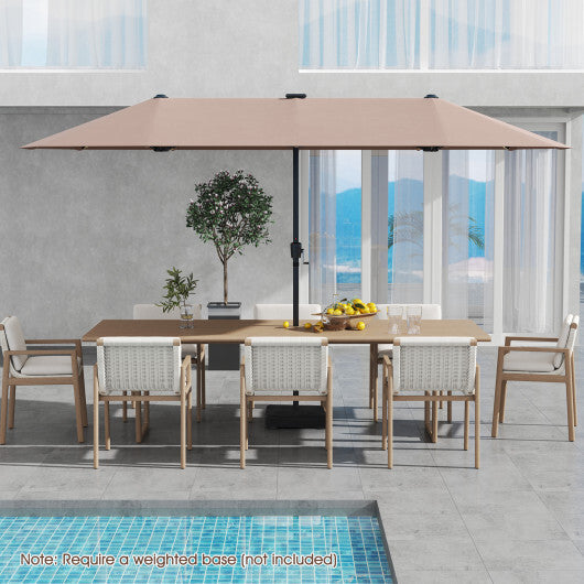 13 FT Large Patio Umbrella with LED Solar Lights and Crank Handle-Orange W2B