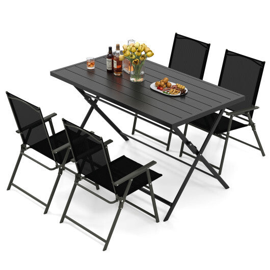 5-Piece Foldable Outdoor Dining Set for Backyard Garden Deck W2B