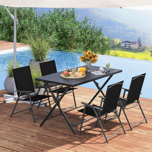 5-Piece Foldable Outdoor Dining Set for Backyard Garden Deck W2B