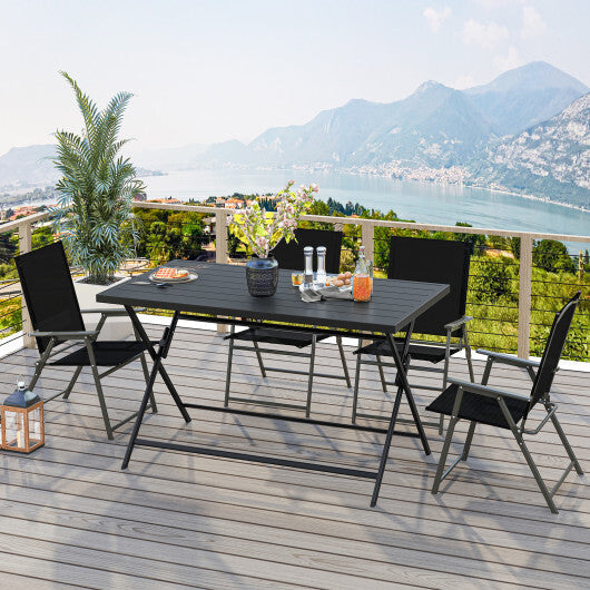 5-Piece Foldable Outdoor Dining Set for Backyard Garden Deck W2B