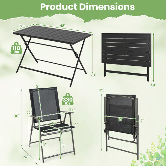 5-Piece Foldable Outdoor Dining Set for Backyard Garden Deck W2B