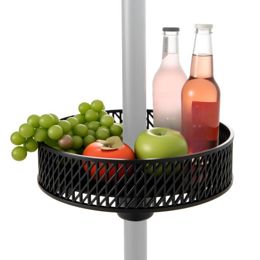 Patio Umbrella Table Tray Adjustable with Storage and Umbrella Poles-Black W2B