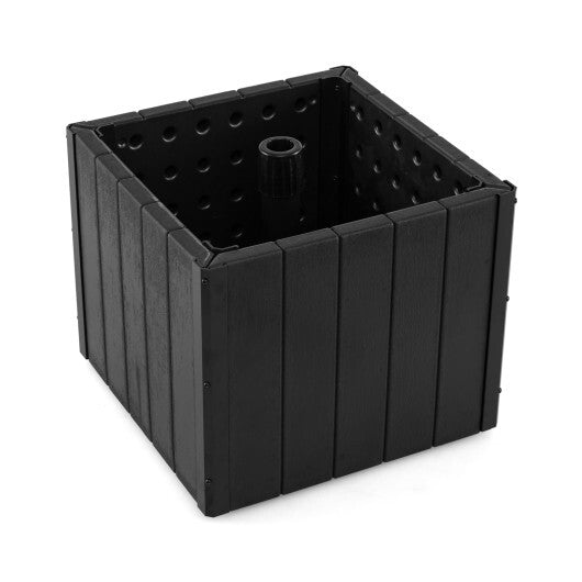 2-in-1 Outdoor Umbrella Base Planter Patio Umbrella Stand with Flower Box-Black W2B