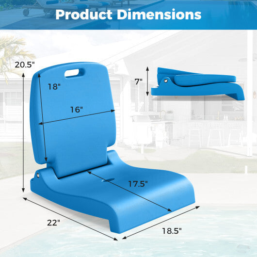 Foldable Outdoor Pool Chair with Handle and Back Support-Blue
