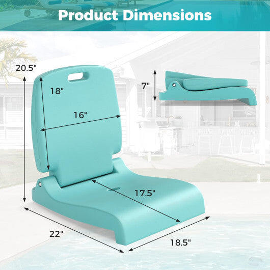 Foldable Outdoor Pool Chair with Handle and Back Support-Blue