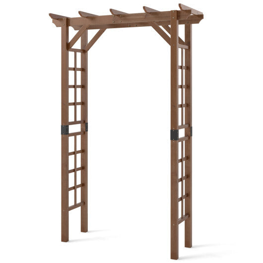 7 Ft Garden Arch Wooden Arbor Outdoor Wood Trellis for Climbing Plants-Rustic Brown W2B