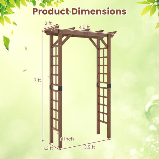 7 Ft Garden Arch Wooden Arbor Outdoor Wood Trellis for Climbing Plants-Rustic Brown W2B