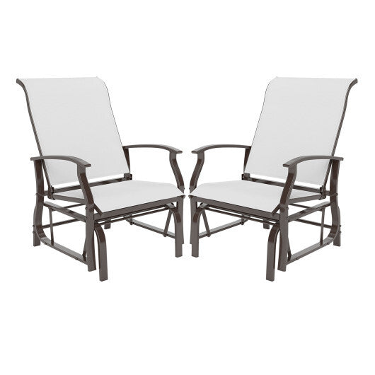 Outdoor Glider Chairs Set of 2 with Ergonomic Backrest and Seat-Beige