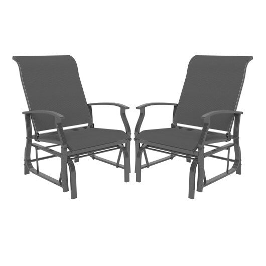 Outdoor Glider Chairs Set of 2 with Ergonomic Backrest and Seat-Beige