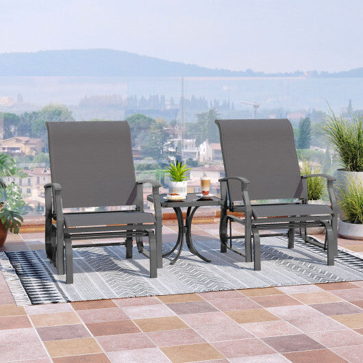 Outdoor Glider Chairs Set of 2 with Ergonomic Backrest and Seat-Beige