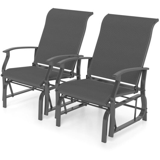 Outdoor Glider Chairs Set of 2 with Ergonomic Backrest and Seat-Beige