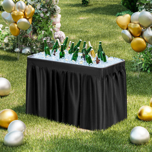 4 Feet Plastic Party Ice Folding Table with Matching Skirt-Black W2B