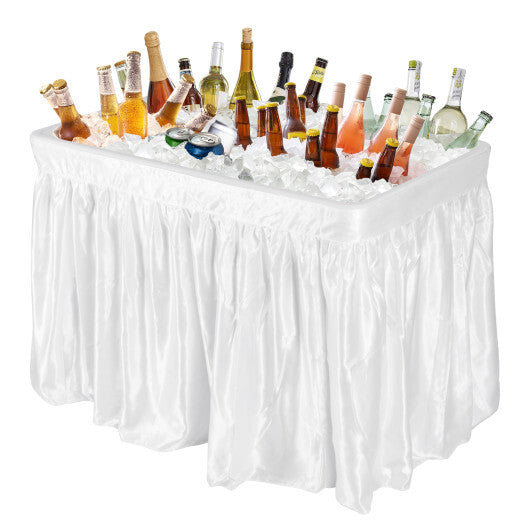 4 Feet Plastic Party Ice Folding Table with Matching Skirt-Black W2B