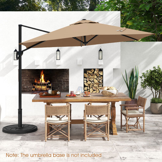 9 FT Cantilever Patio Umbrella with Vented Top and Sun-Protective Canopy-Beige W2B