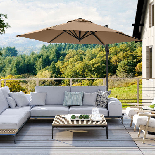 9 FT Cantilever Patio Umbrella with Vented Top and Sun-Protective Canopy-Beige W2B
