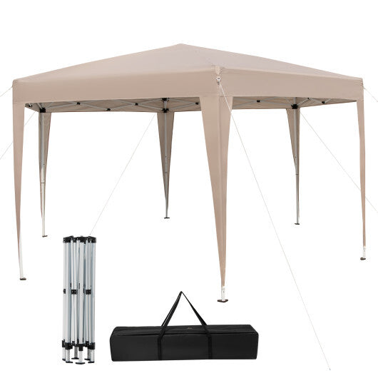 13 x 11.5 FT Hexagonal Pop-Up Height Adjustable Canopy Tent with Dressed Legs-Khaki W2B