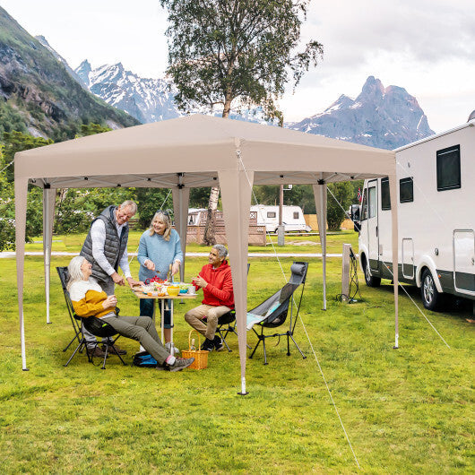 13 x 11.5 FT Hexagonal Pop-Up Height Adjustable Canopy Tent with Dressed Legs-Khaki W2B