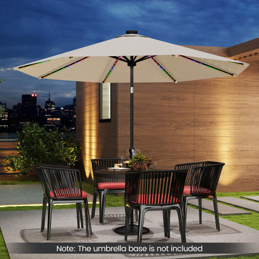 10 Feet Solar Patio Umbrella with 96 Multi-Colored Flowing LED Lights and Tilt Adjustment-Beige W2B
