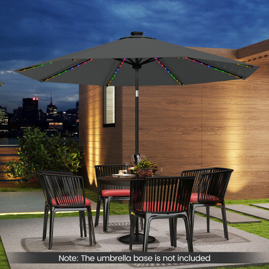 10 Feet Solar Patio Umbrella with 96 Multi-Colored Flowing LED Lights and Tilt Adjustment-Beige W2B